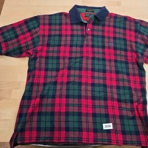 Alexander Julian Colours XXL Plaid Polo Shirt Red Green Short Sleeve⁹